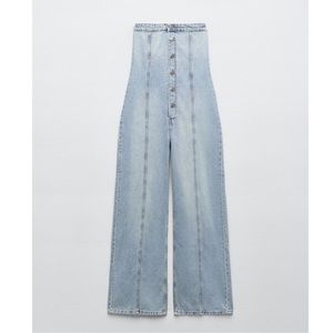 Zara strapless denim jumpsuit